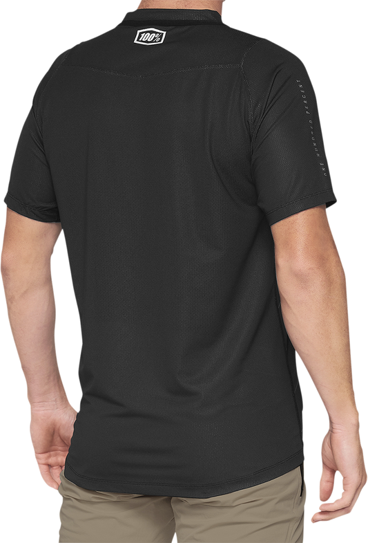 Gray and black Bill's Exhausts 100% Celium Jersey in small size, featuring breathable fabric and sports design.