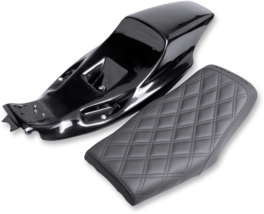 Lattice stitched SADDLEMEN Eliminator Seat Kit for XL '04-'20 Z4281 motorcycle, showing detailed seat with stitching and contour.