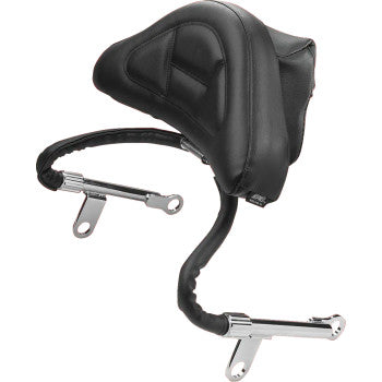 Chrome backrest for Honda Goldwing GL1800 driver seat, model 52-637 by Bill's Exhausts, shown on motorcycle seat.