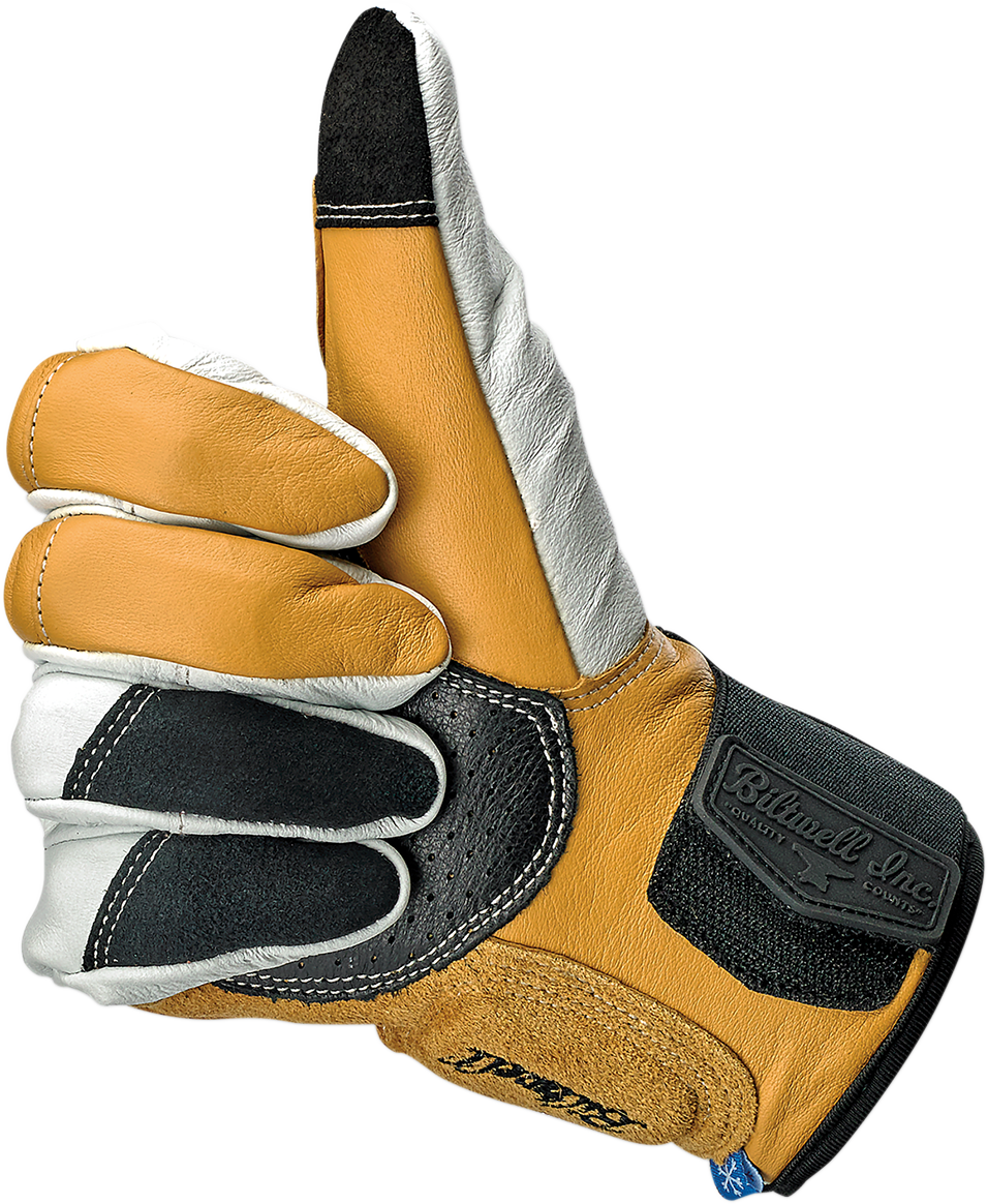Bill's Exhausts BILTWELL Belden Gloves in Cement, XS, showing durable leather gloves with reinforced stitching and snug fit.