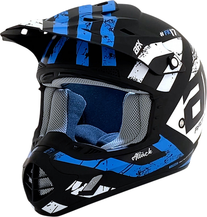 Bill's Exhausts AFX FX-17Y Attack helmet in matte black and blue, small size, with aerodynamic design and ventilation openings.
