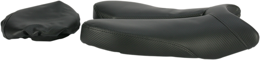 Black SADDLEMEN Gel Channel Track Carbon Fiber Sport Seat for R6 motorcycle, featuring lightweight design and enhanced riding comfort.