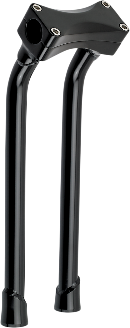 Black BILTWell Murdock oversized 14-inch pullback motorcycle handlebars with risers, designed for custom bike handlebars.