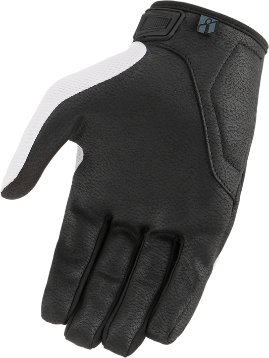 Bill's Exhausts ICON Hooligan CE Gloves in white, medium size, showing the protective glove design and branding details.