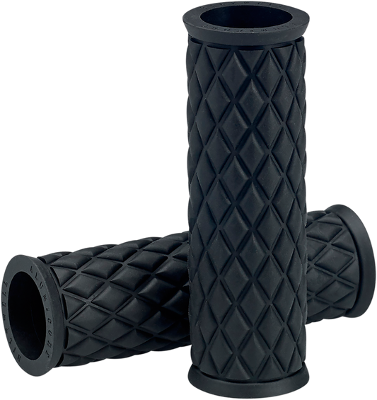 Black BILTWELL Alumicore replacement grips for motorcycle handlebars, featuring a sleek, durable design by Bill's Exhausts.