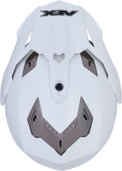 Pearl white AFX FX-39DS Peak helmet with screws, showcasing a sleek motorcycle helmet design.