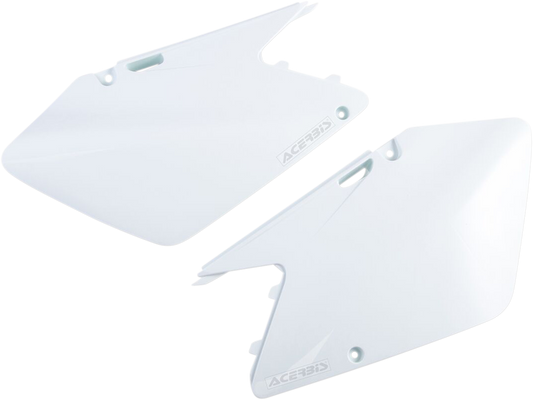 Acerbis white side panels for motorcycle body, with smooth finish and branding details, designed for fit and style.