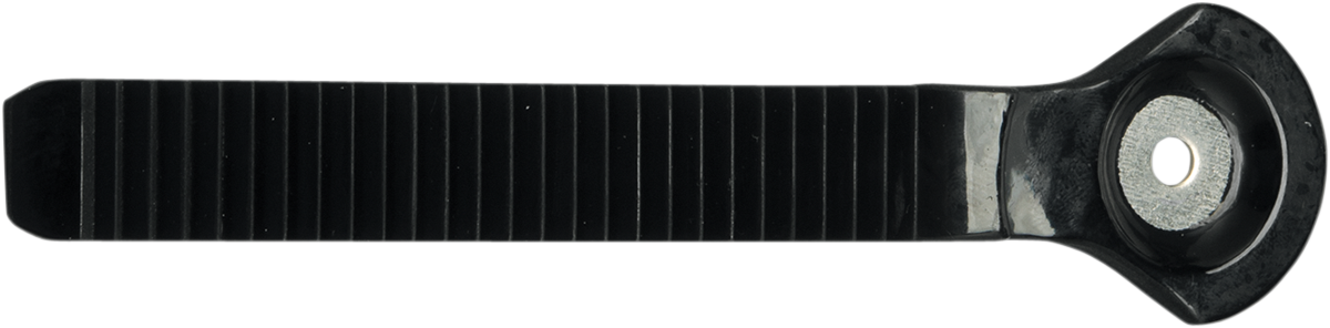 Black Alpinestars calf slider for motorcycle boots, designed for enhanced protection and style, shown on a motorcycle boot.
