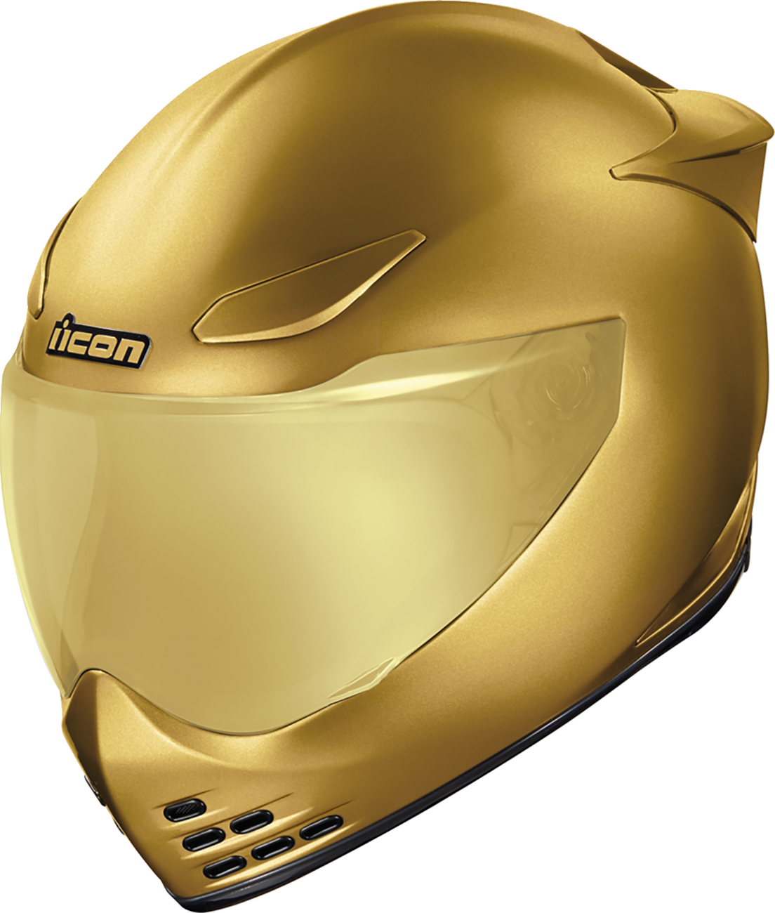 Gold ICON Domain™ Cornelius helmet in small size with sleek design, featuring a glossy finish and vented construction.