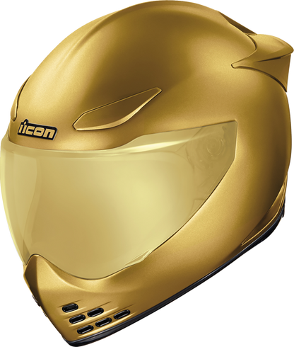 Gold ICON Domain™ Cornelius helmet in small size with sleek design, featuring a glossy finish and vented construction.