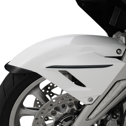 Black Show Chrome Fender Side Accent for engine front side, featuring sleek chrome detail on a motorcycle.