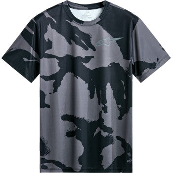 Black and camo Alpinstars performance T-shirt in 2XL size, featuring a sleek design and comfortable fit.