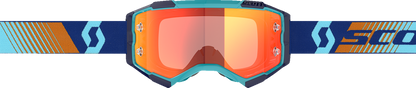Scott Fury Goggle in royal blue and orange with orange lenses, designed for motocross or off-road riding.