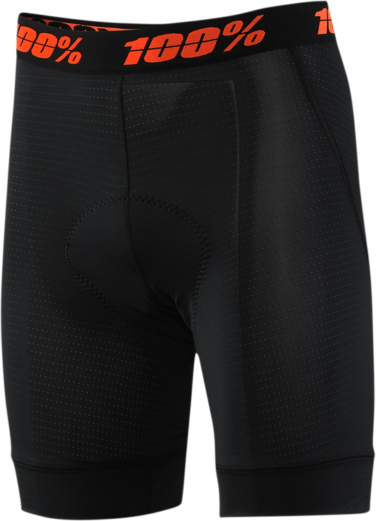 Black Bill's Exhausts 100% Youth Crux Liner Shorts in US 22, showing the front view with smooth fabric and elastic waistband.