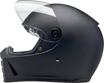 BILTWELL Lane Splitter motorcycle helmet in flat black, XS size, featuring sleek aerodynamic design and matte finish.