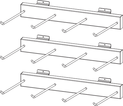 ICON Slatwall Display Fixture with 3 hooks from Bill's Exhausts, designed for retail display and easy product organization.