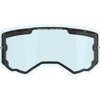 Blue Vision 8/Vision 5/Vision 3 motorcycle goggle lens by Bill's Exhausts, showing clear and tinted dual lenses for AlpineStars goggles.