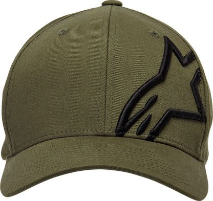 Black Alpinstars Corp Shift 2 hat in military style, small/medium size with a structured brim and embroidered logo.