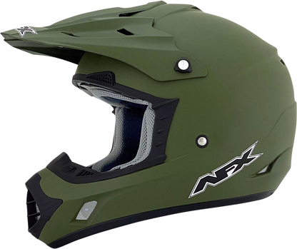 Bill's Exhausts AFX FX-17 helmet in flat olive drab, 2XL size, featuring a sleek aerodynamic design and secure strap system.