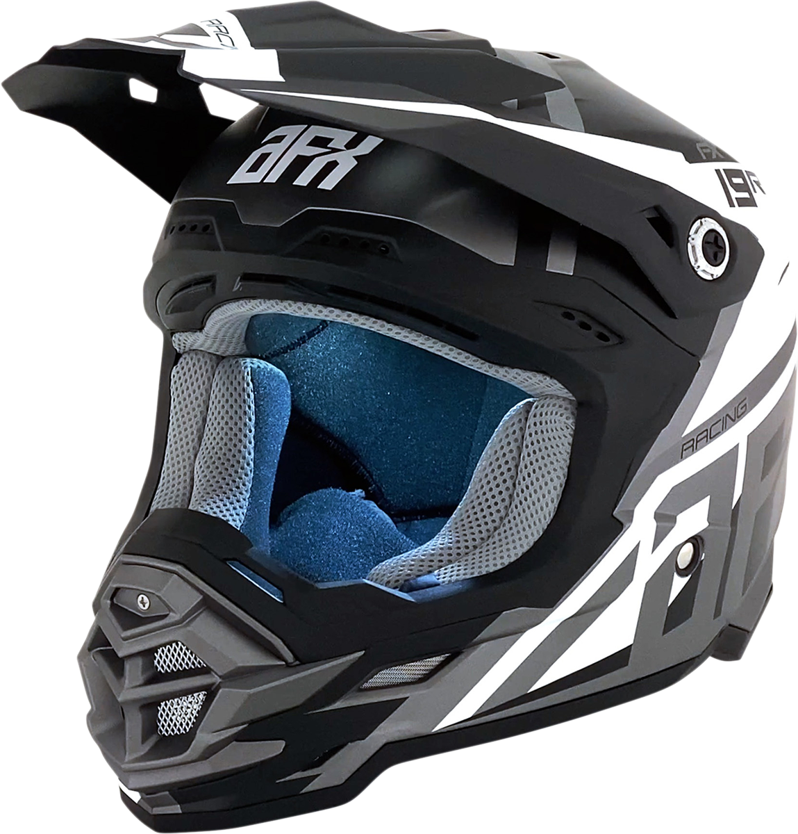 Bill's Exhausts AFX FX-19R racing helmet in frost gray, large size, with aerodynamic design and clear visor.