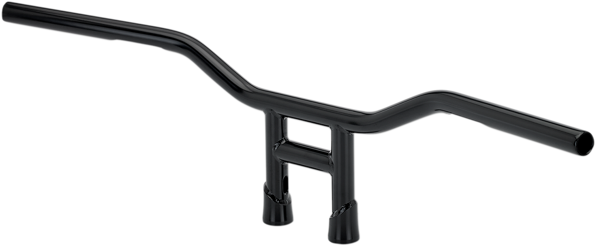 Black BILT-WELL Tyson 8-inch handlebar for motorcycles, featuring a sleek, curved design with mounting points visible.