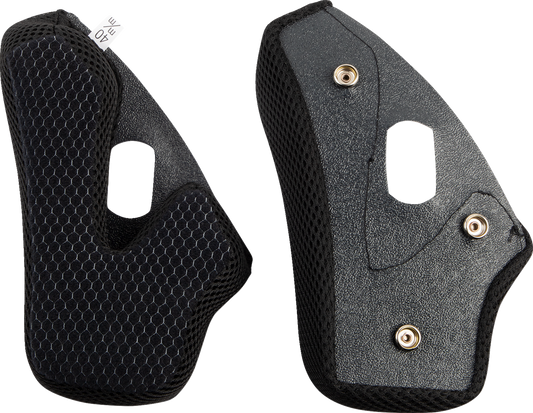 Black AFX FX-37X cheek pads for helmets, large size, fitted inside a motorcycle helmet with visible padding and secure lining.