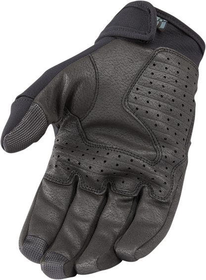 Black ICON Stormhawk™ gloves in 3XL size, featuring textured material and adjustable wrist strap, designed for durability and comfort.