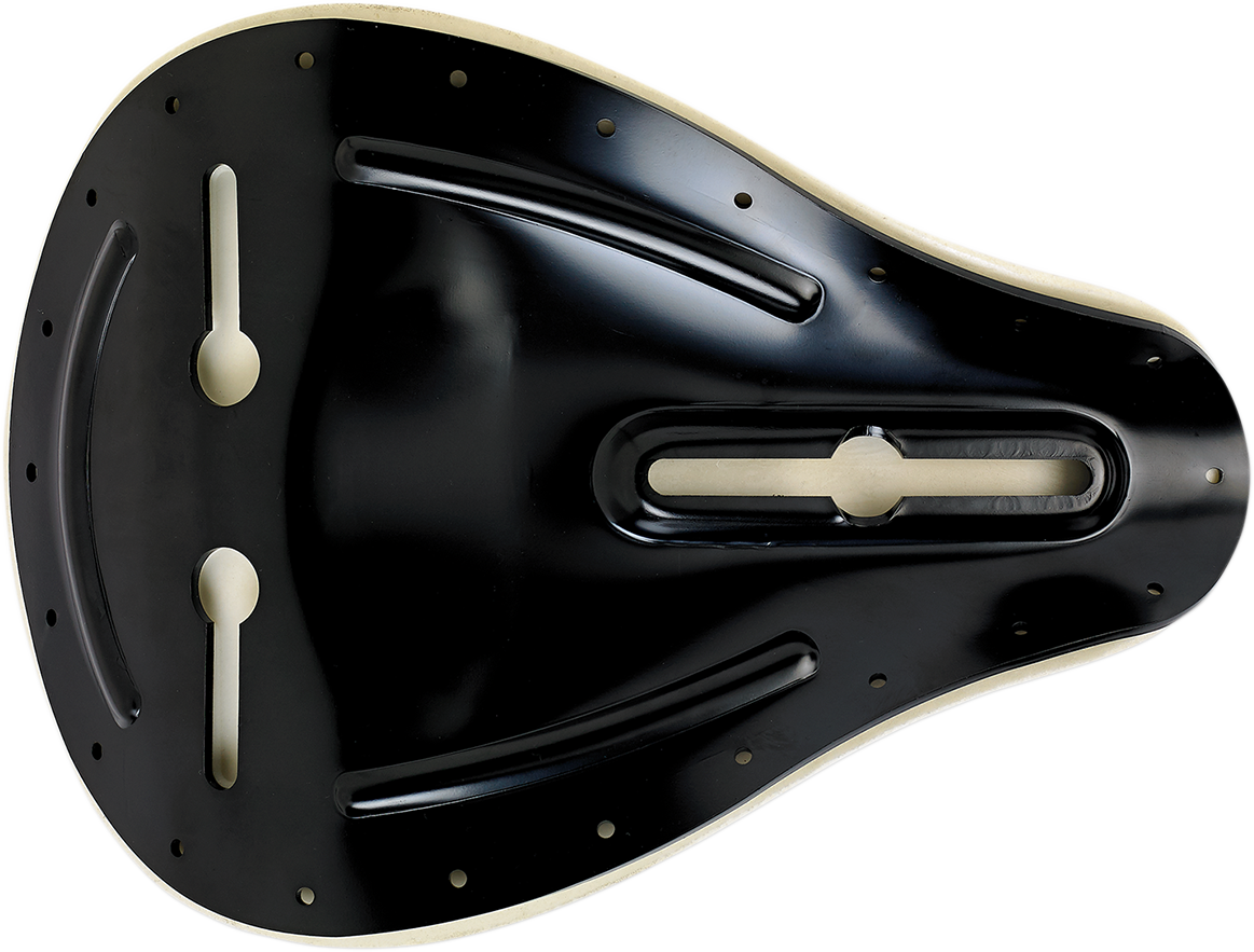 Uncovered BILTWELL Midline Seat Pan foam seat for motorcycles, shown without cover, designed for custom bike builds.