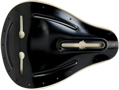 Uncovered BILTWELL Midline Seat Pan foam seat for motorcycles, shown without cover, designed for custom bike builds.
