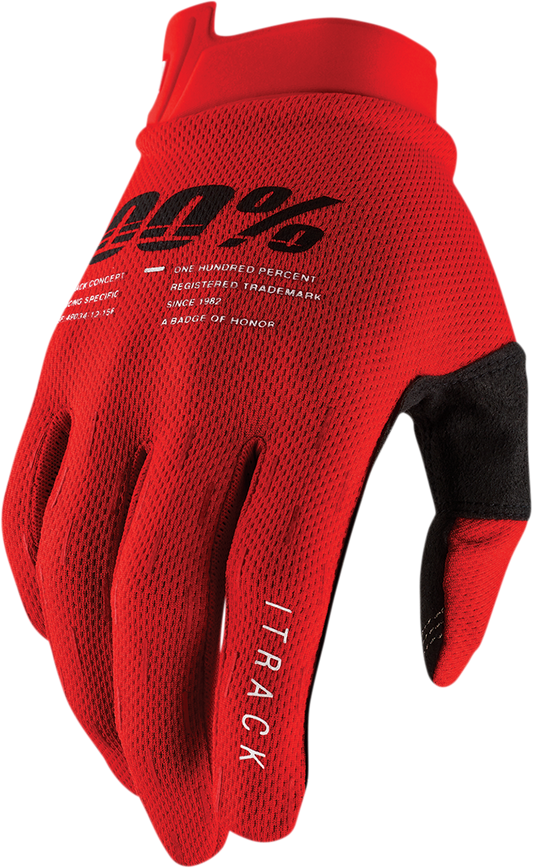 100% iTrack Gloves - Red -Medium 10008-00016 - Howling Moto