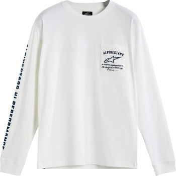Alpinestars REP long-sleeve white T-shirt in 2XL, featuring the Alpinestars logo and design details on the front.