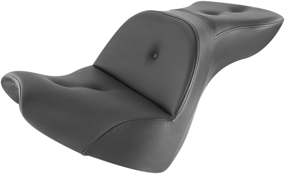 Bill's Exhausts SADDLEMEN Explorer Road Sofa Seat FXBR/S 818-31-029RS for motorcycle with black leather and ergonomic design