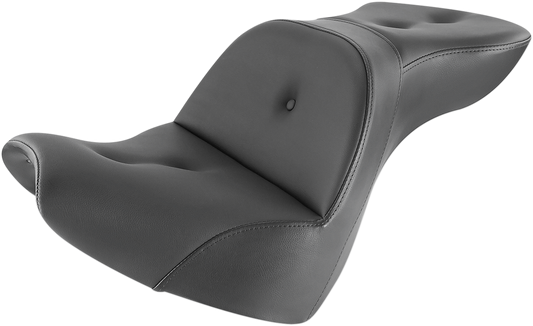 Bill's Exhausts SADDLEMEN Explorer Road Sofa Seat FXBR/S 818-31-029RS for motorcycle with black leather and ergonomic design