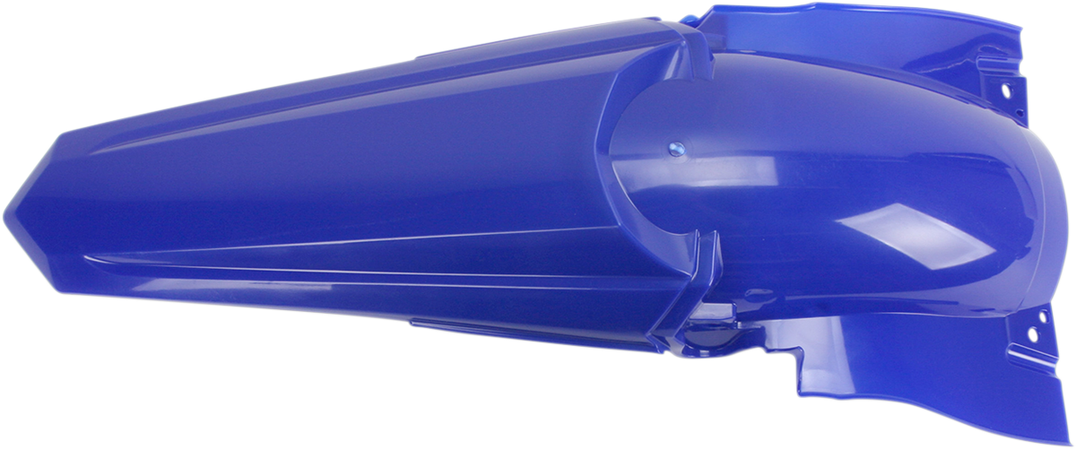 A blue Acerbis rear fender for motorcycle, featuring a sleek body design with mounting points, displayed on a white background.
