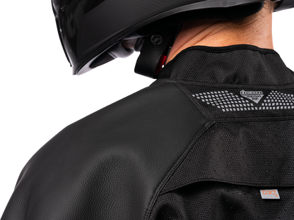 Black ICON Mesh AF™ Leather Jacket by Bill's Exhausts in 2XL, featuring mesh panels and sleek leather design.