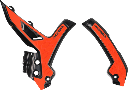 Acerbis X-Grip KTM frame guards in orange and black OEM style, designed to protect motorcycle body frames.