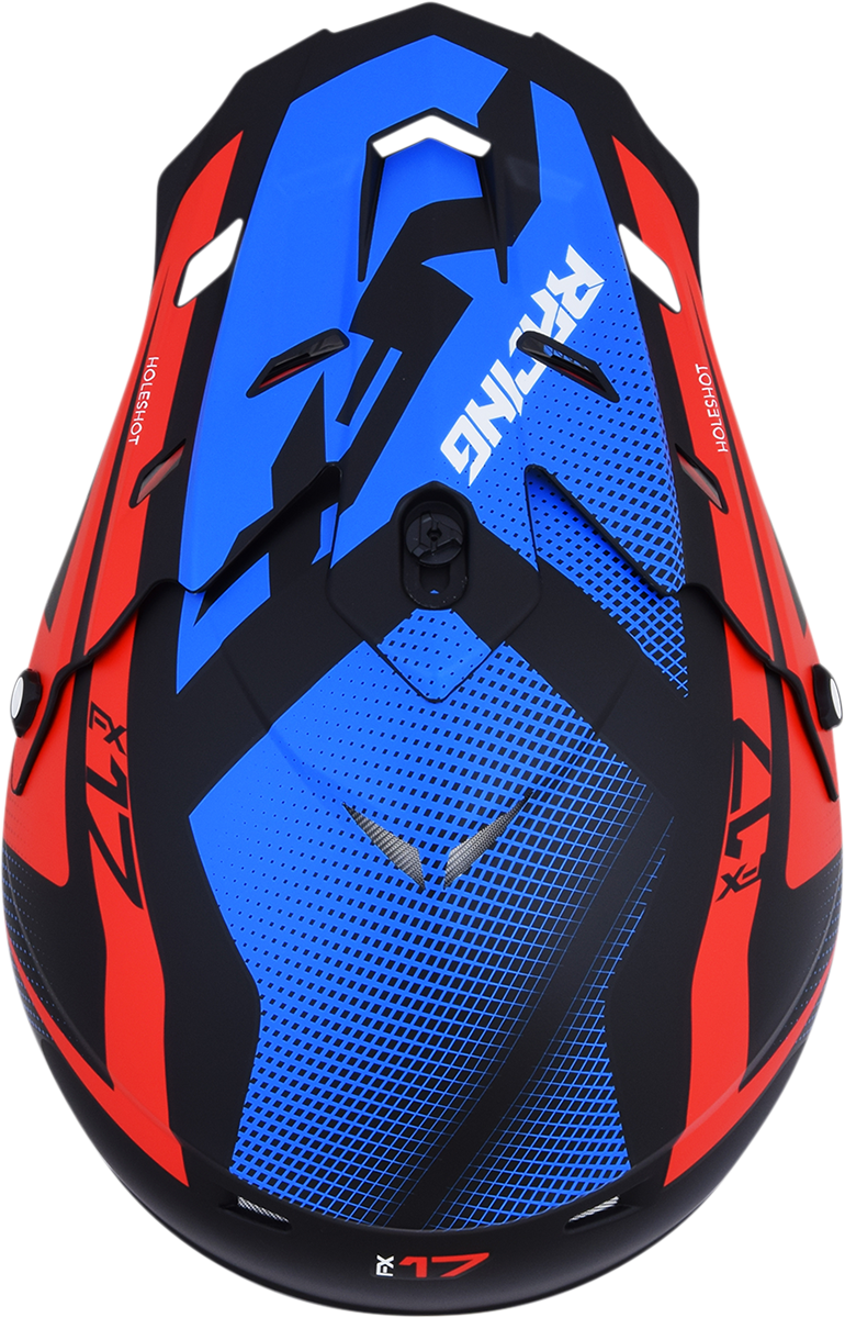Bill's Exhausts AFX FX-17/FX-17Y Peak helmet in matte black, red, white, and blue with a sleek aerodynamic design.
