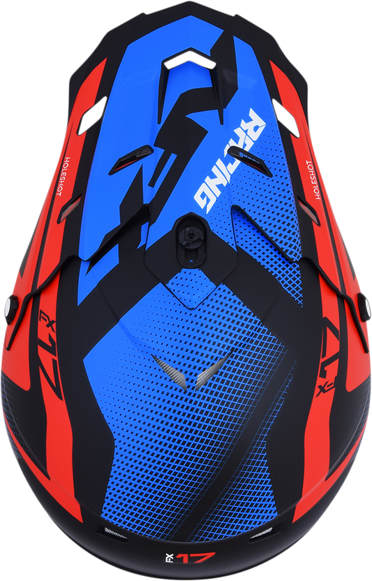 Bill's Exhausts AFX FX-17/FX-17Y Peak helmet in matte black, red, white, and blue with a sleek aerodynamic design.