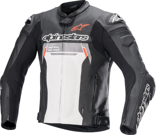 Alpinestars Missile Ignition V2 motorcycle jacket in black and white, US 38 / EU 48, featuring protective motorcycle gear details.