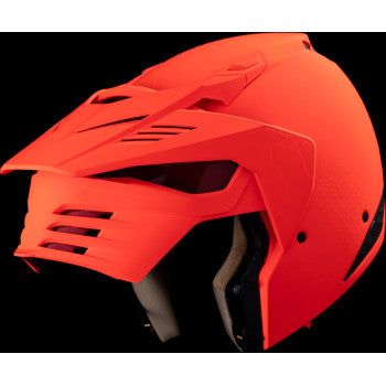 Red ICON Elsinore™ helmet in Medium size with Monotype design, featuring a sleek, aerodynamic helmet shape, perfect for motorcycle riders.