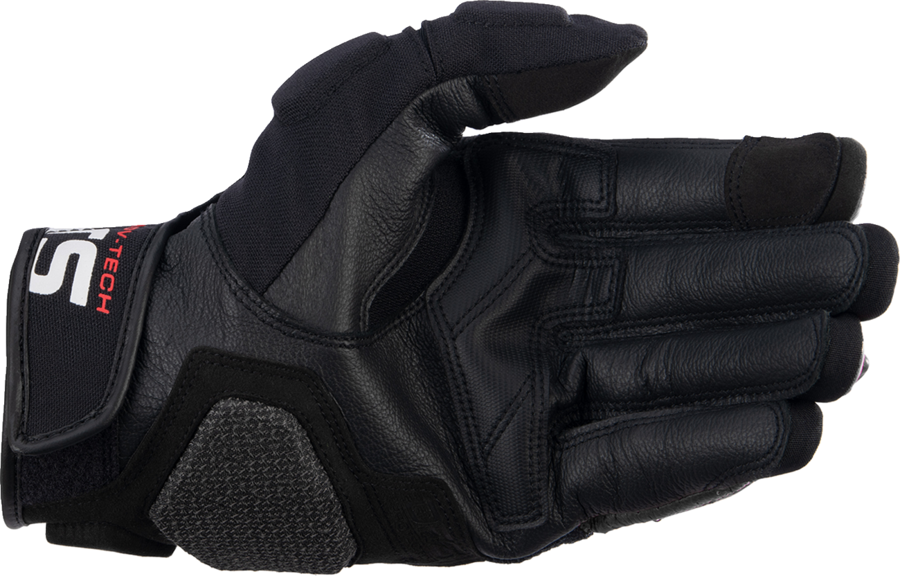 Alpinestars Halo Gloves in black and white, size XL, featuring protective padding and adjustable straps for motorcycle riding.