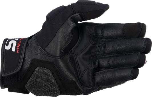 Alpinestars Halo Gloves in black and white, size XL, featuring protective padding and adjustable straps for motorcycle riding.