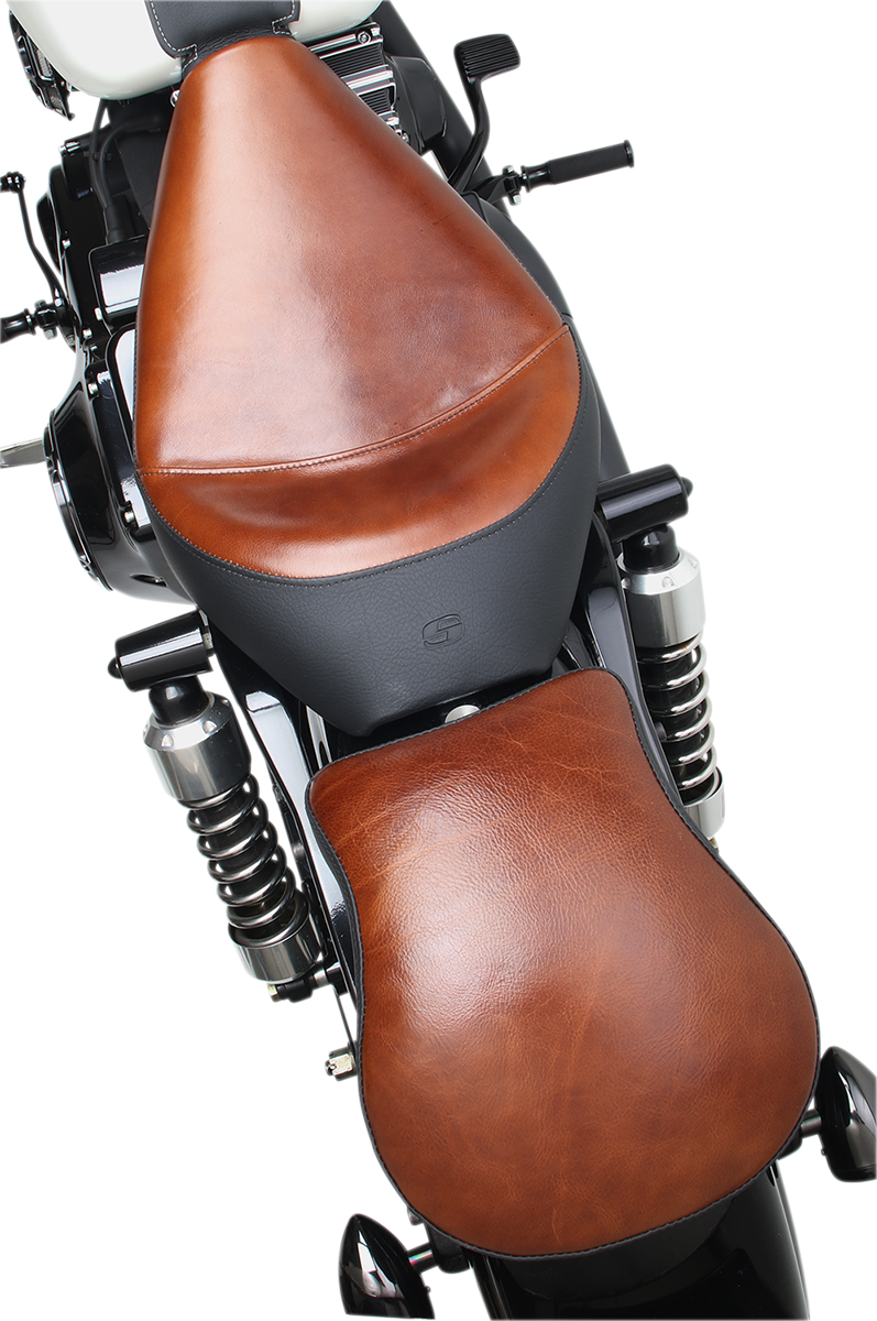 Contoured SADDLEMEN Lariat Pad seat by Bill's Exhausts, 9-inch saddle seat with detailed stitching and padding for comfort.