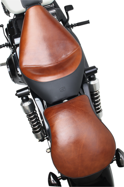 Contoured SADDLEMEN Lariat Pad seat by Bill's Exhausts, 9-inch saddle seat with detailed stitching and padding for comfort.