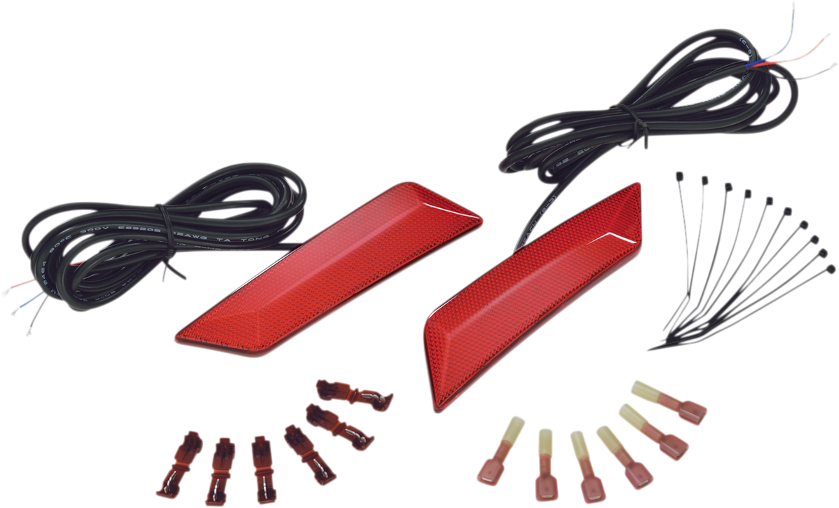 Bill's Exhausts SHOW CHROME LED front fender light in red for engine applications, featuring a sleek chrome finish and bright LED illumination.
