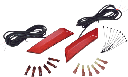 Bill's Exhausts SHOW CHROME LED front fender light in red for engine applications, featuring a sleek chrome finish and bright LED illumination.