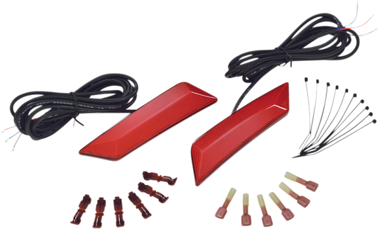 Bill's Exhausts SHOW CHROME LED front fender light in red for engine applications, featuring a sleek chrome finish and bright LED illumination.
