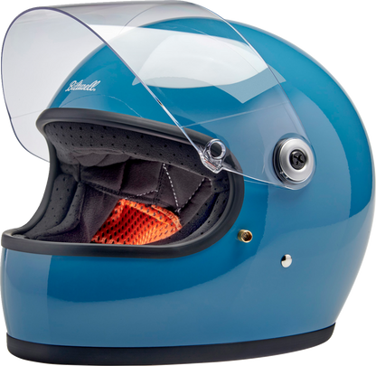 BILTWELL Gringo S helmet in gloss dove blue, XS size, featuring a sleek motorcycle helmet design with a smooth finish.