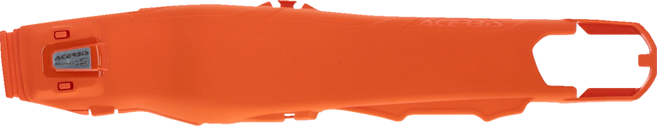 Orange ACERBIS Swing Arm Guard for motorcycle, body protection part, designed for durability and style.