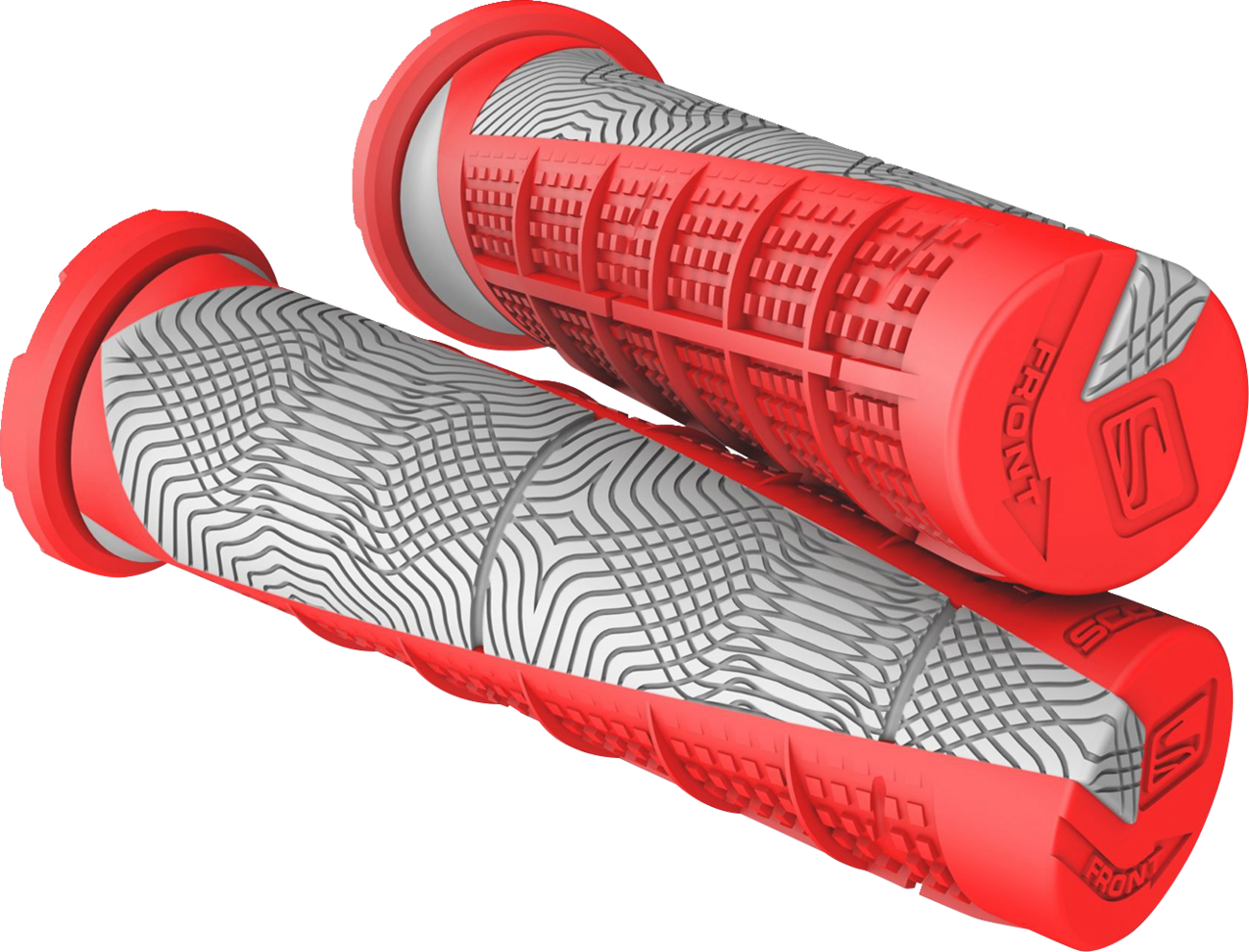 Scott Deuce ATV grips in red and gray with textured rubber for secure handling, designed for off-road motorcycles.